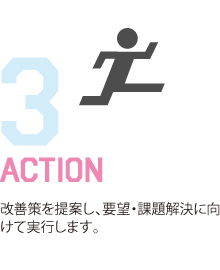 改善策を提案し、要望・課題解決に向けて実行します。